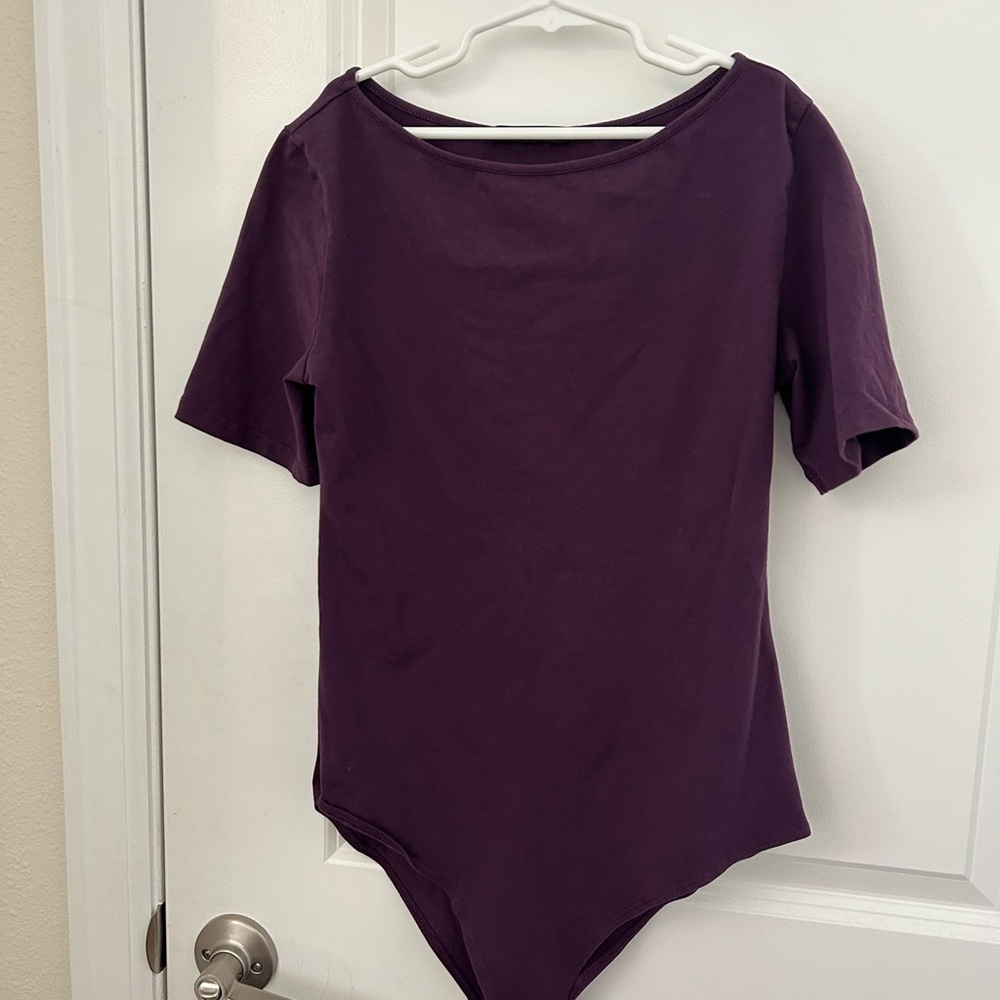 Women's Short Sleeve Bodysuit in Deep Plum